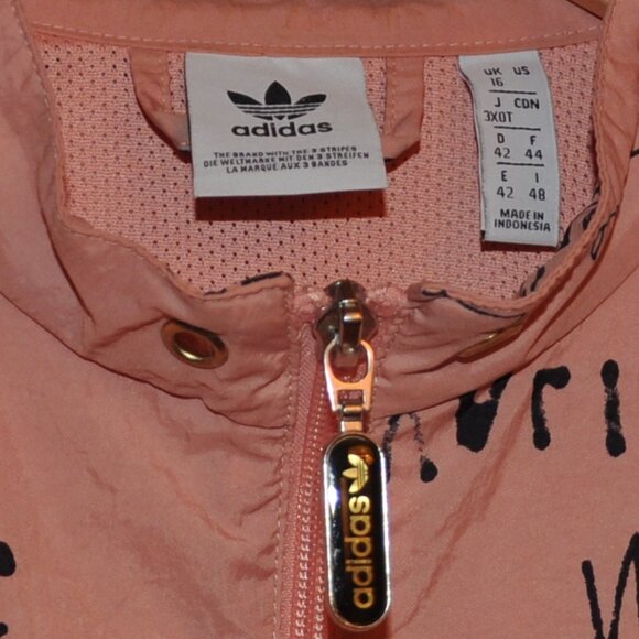Adidas RYV Originals Trefoil Graffiti Printed Track Top Jacket Pink L - Picture 2 of 8